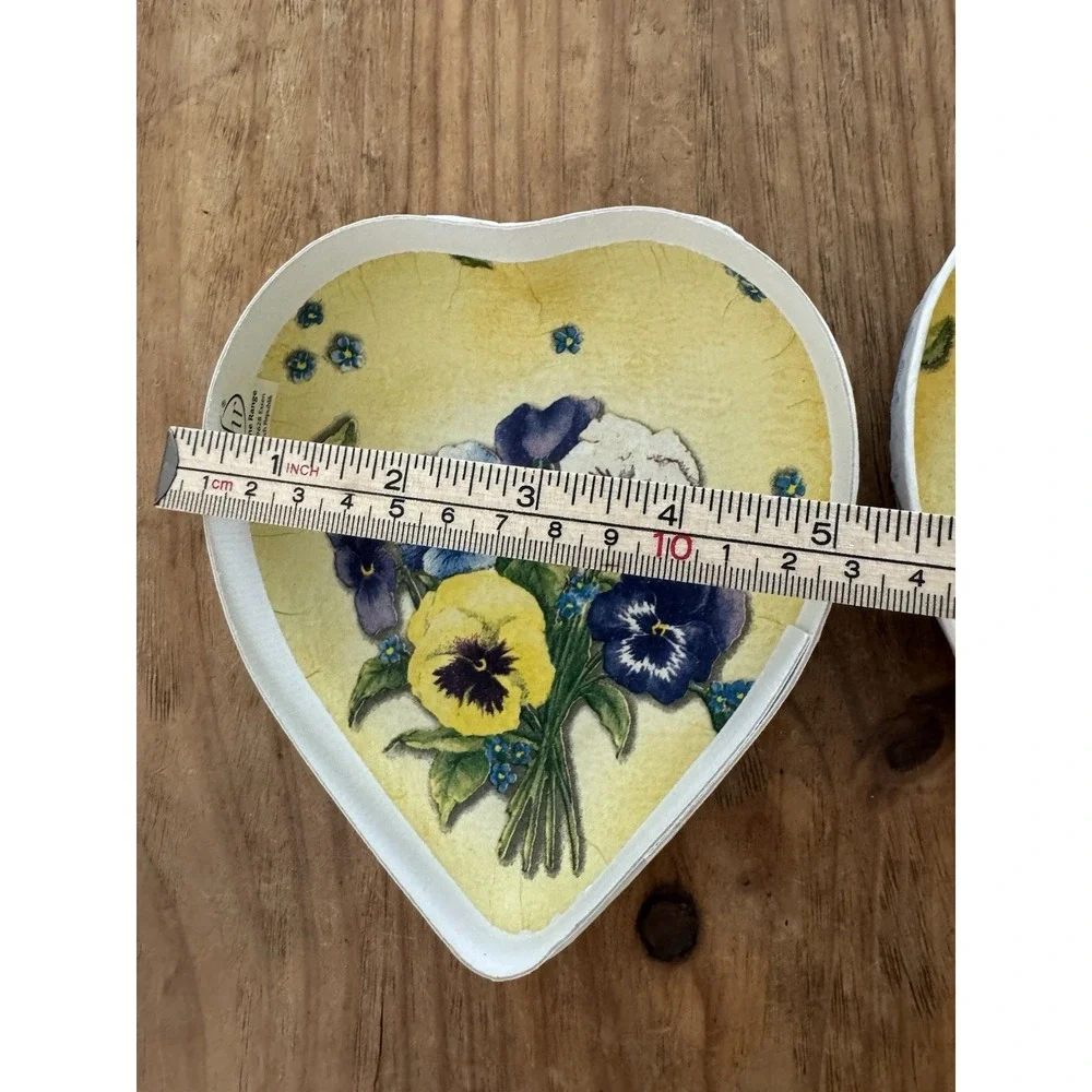 Vintage Ideal Home Range Heart Shaped Papier Mache Floral Trinket Box Czech